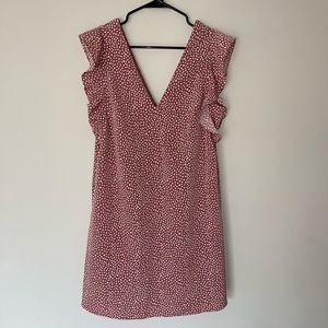 Women’s Express V-Neck Pink Polka Dot Mini Dress / Size Medium
